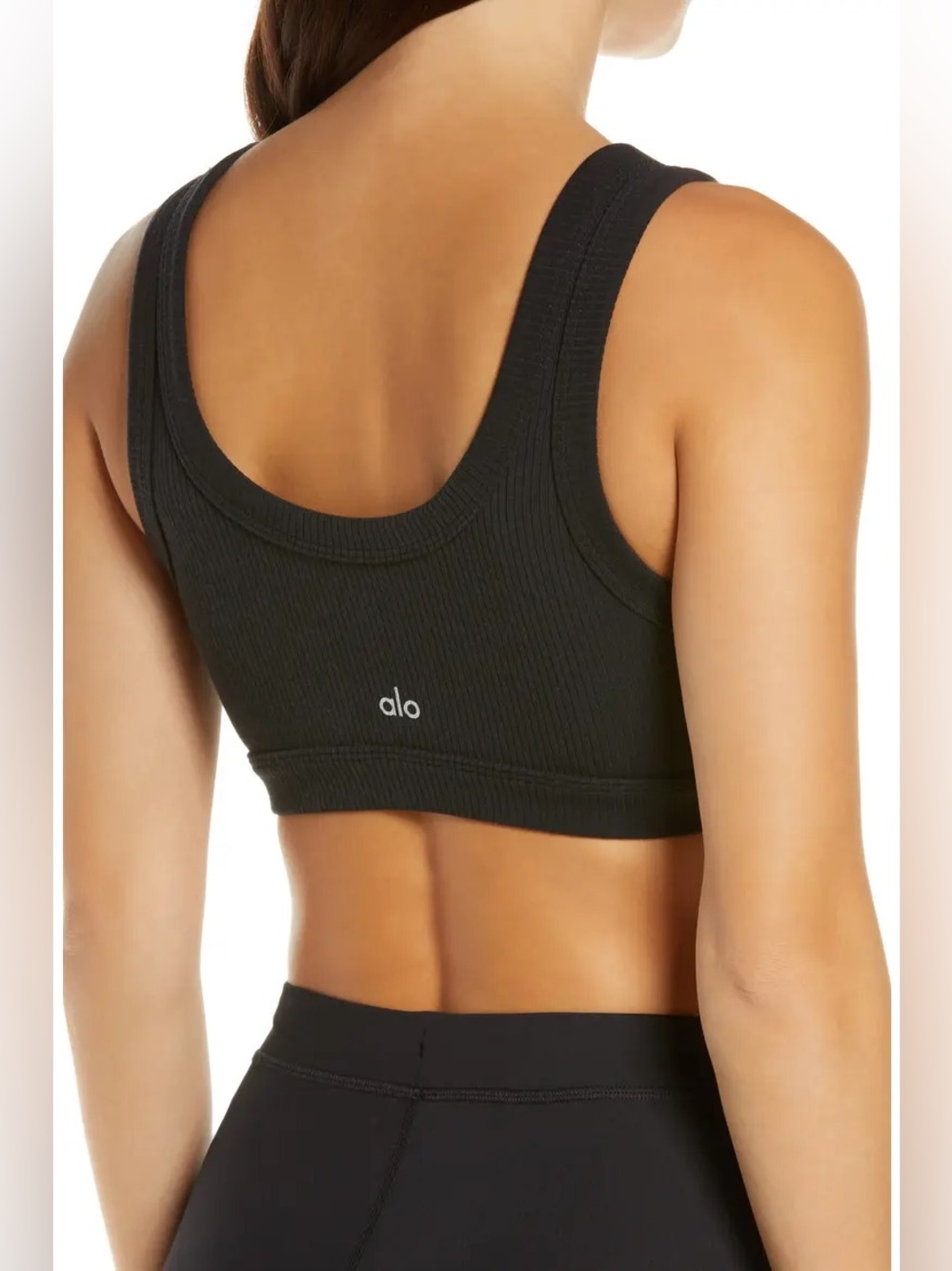 ALO Yoga Size XS Wellness Ribbed Essential Bra - Black
